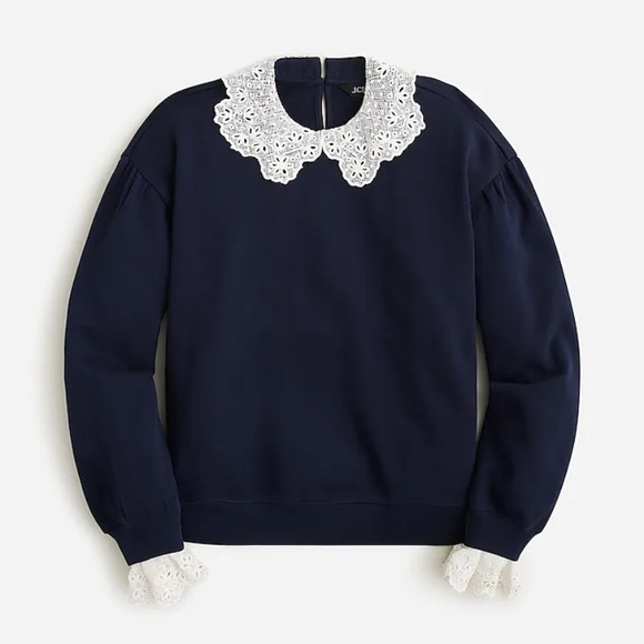 J.Crew Lace Collar Sweatshirt Size XL - Picture 6 of 11